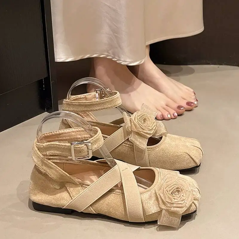 

2026 New French Mary Jane Flats Women Elevated Ballet Shoes Ankle Strap Vintage Shallow Mouth Retro Casual Daily Footwear Summer