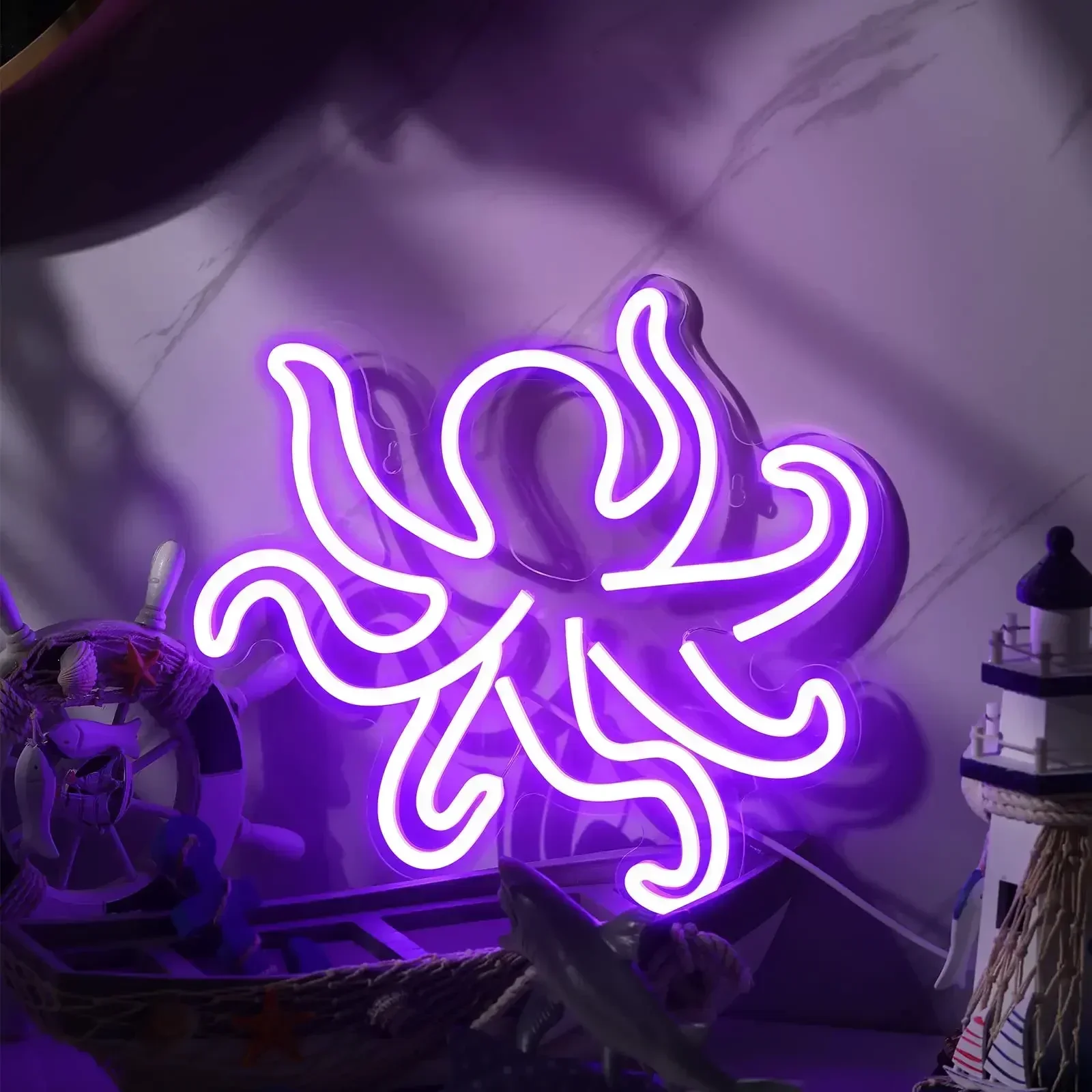 Octopus LED Neon Lights Purple Neon Light USB Power Supply for Gaming Room Bedroom Man Cave Party Bar Wall Decor USB Powered
