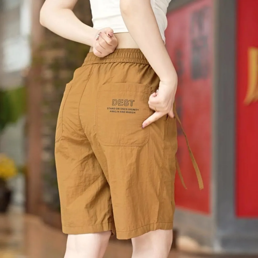 

Men's Summer Breathable Ice Silk Shorts Casual Loose Comfortable Thin Five-Quarter Running Quick-Dry Outdoor Wear Polyester F...