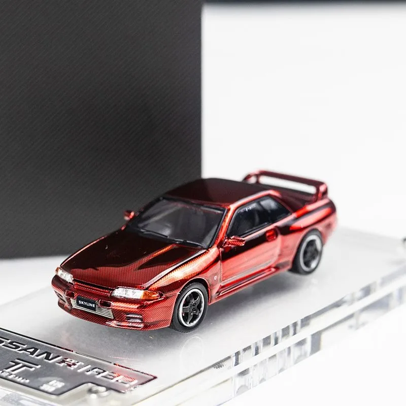 日産-赤い合金カーモデルgtrr34,コレクションオーナメント,1:64スケール