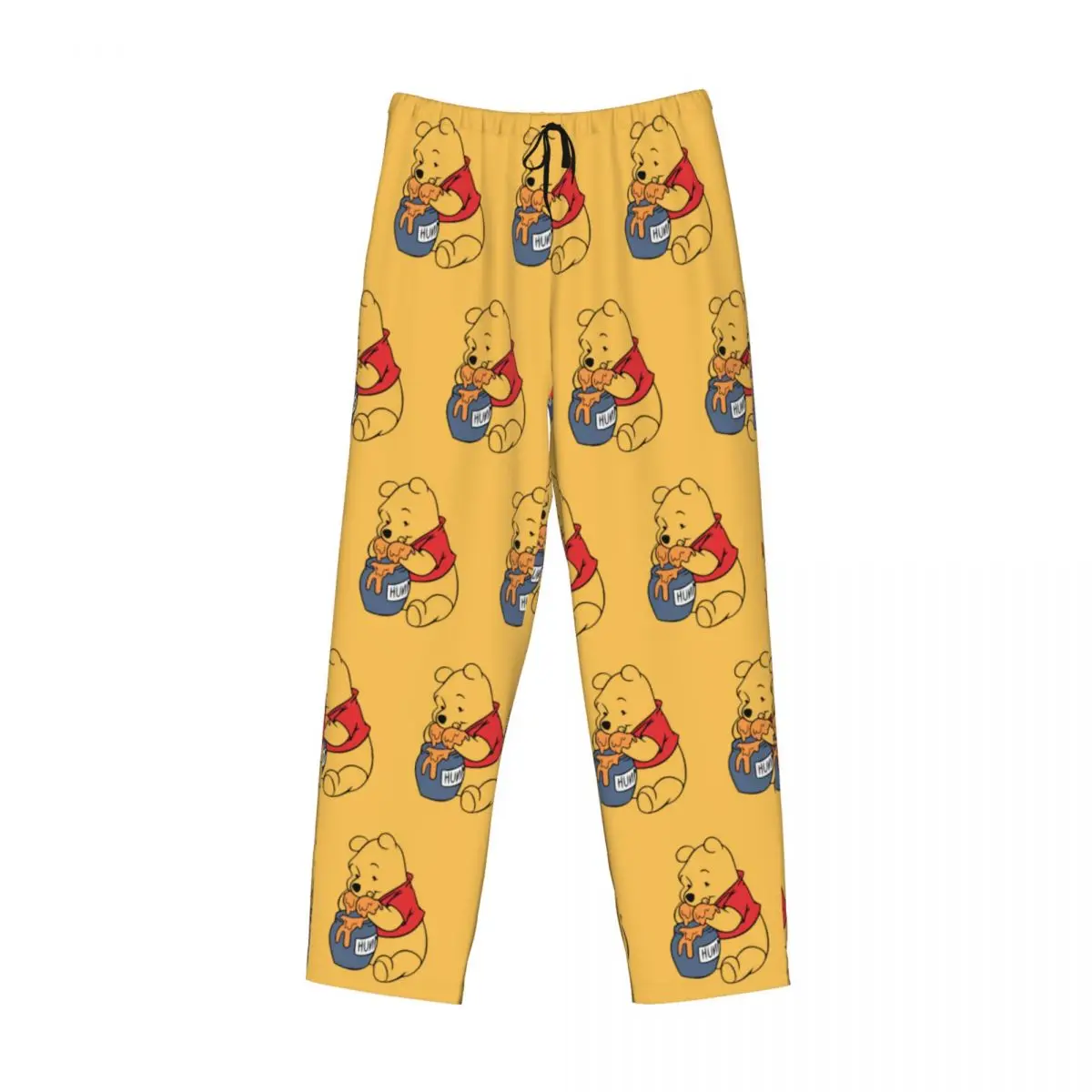 Custom Winnie The Pooh Pajama Pants Men's Cute Animation Sleepwear Lounge Sleep Bottoms Stretch with Pockets