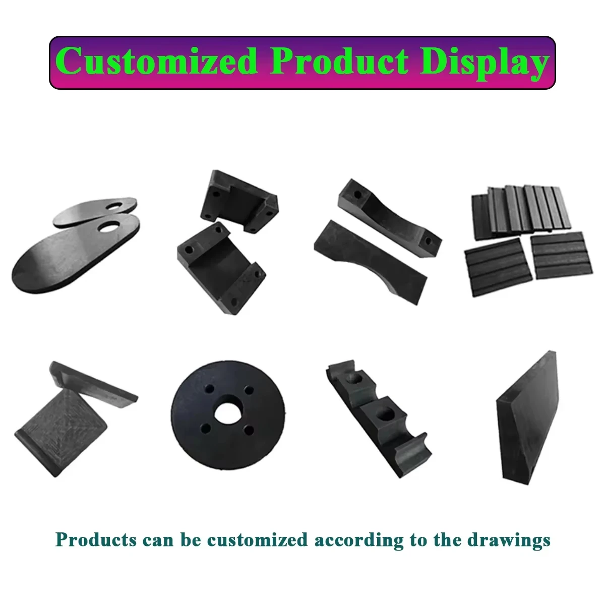 Black Rubber Sheet Shock Absorbing Pad 5-100Mm Thickness 20-200Mm Width 50-220Mm Length Custom Size Sealing Parts