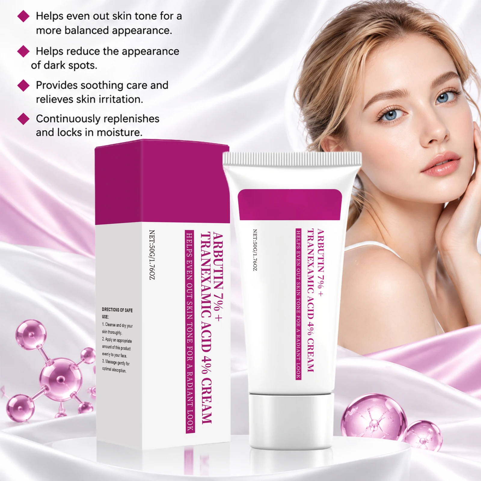 Arbutin Tranexamic Acid Cream Brighten Skin Tone Improve Dull Skin Face Cream Freckle Blemish Improve Pigmentation Brighten Skin