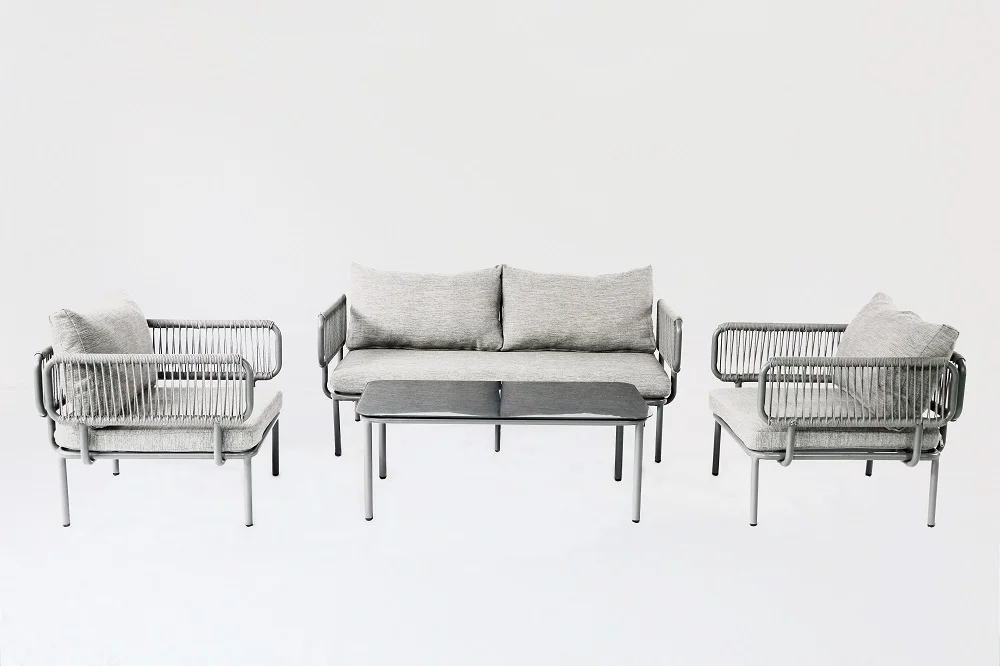 4-teiliges Konversationssofa-Set, Garten-Aluminium-Sofa-Set, modernes Sofa für den Außenbereich