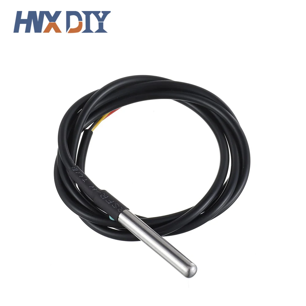 20pcs DS18b20 Waterproof Encapsulated Stainless Steel DS18B20 18B20 Temperature Sensor Probe Cable Length 1m 2m 3m 5m 500cm