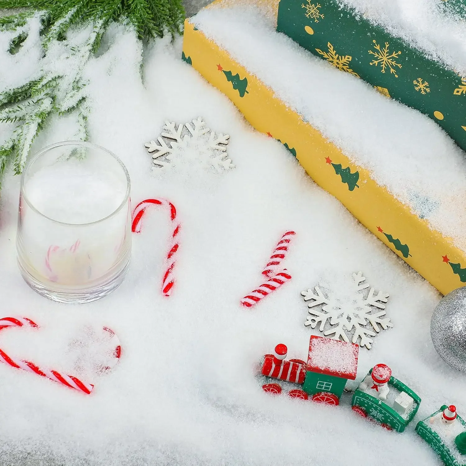 مسحوق الثلج الاصطناعي لعيد الميلاد باللون الأبيض الملون رقاقات الثلج المزيفة مسحوق الثلج لشجرة عيد الميلاد مشهد الشتاء ديكور المنزل #6