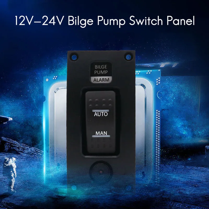 12-24V Bilge Pump Switch Waterproof Alarm Ship Deck Cleaning Control Panel for Boat Bilge Pumps On/Off/on Switch Panel