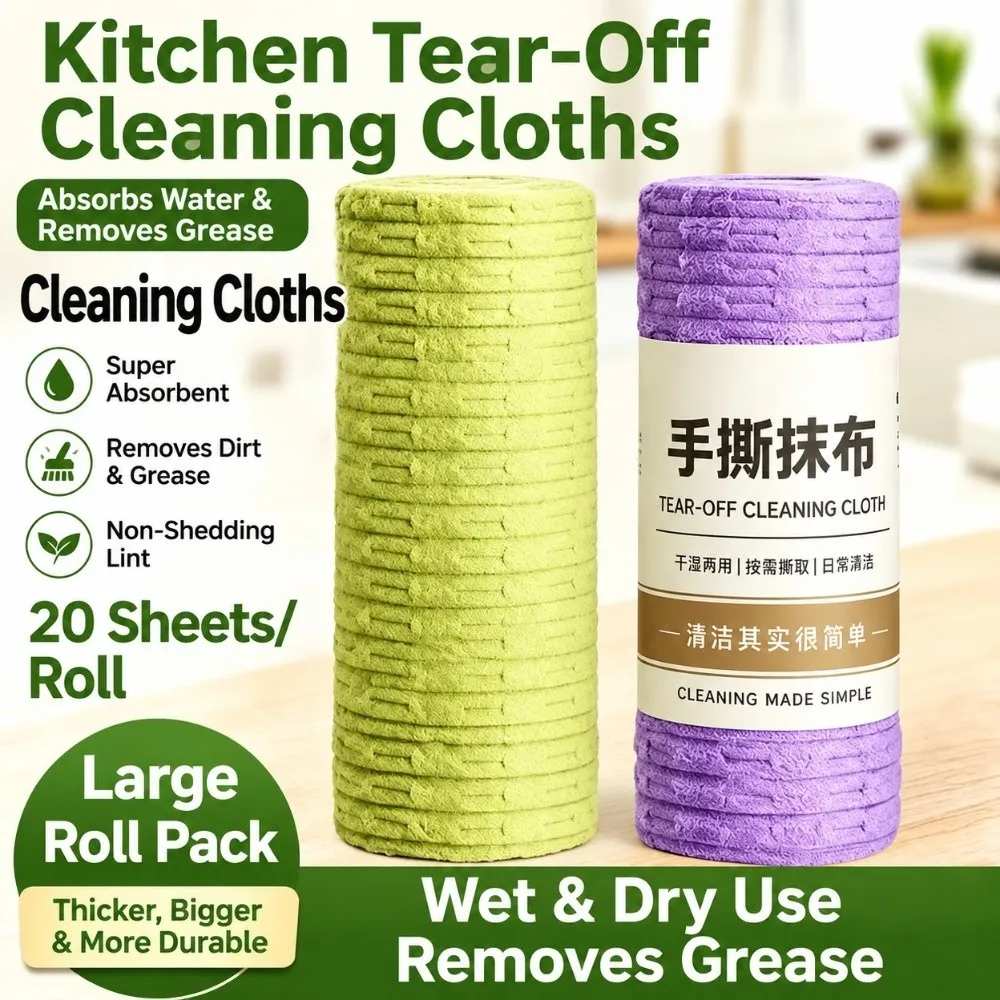 10/20 Sheets New Tear-Off Dishwashing Cloths Thickened Absorbent Disposable Dishcloth Cleaning Wipes Household Cleaning
