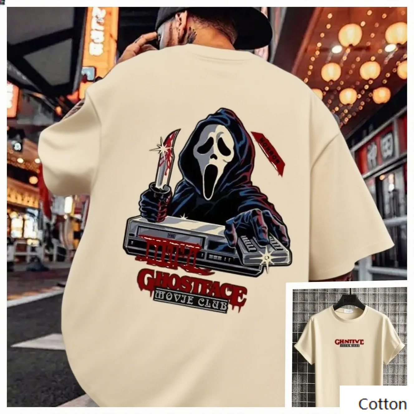 

Хлопковая футболка Ghostface Movie Club Emblazoned, модная и моторошная брендовая футболка из чистого хлопка с принтом, унисекс с короткими рукавами