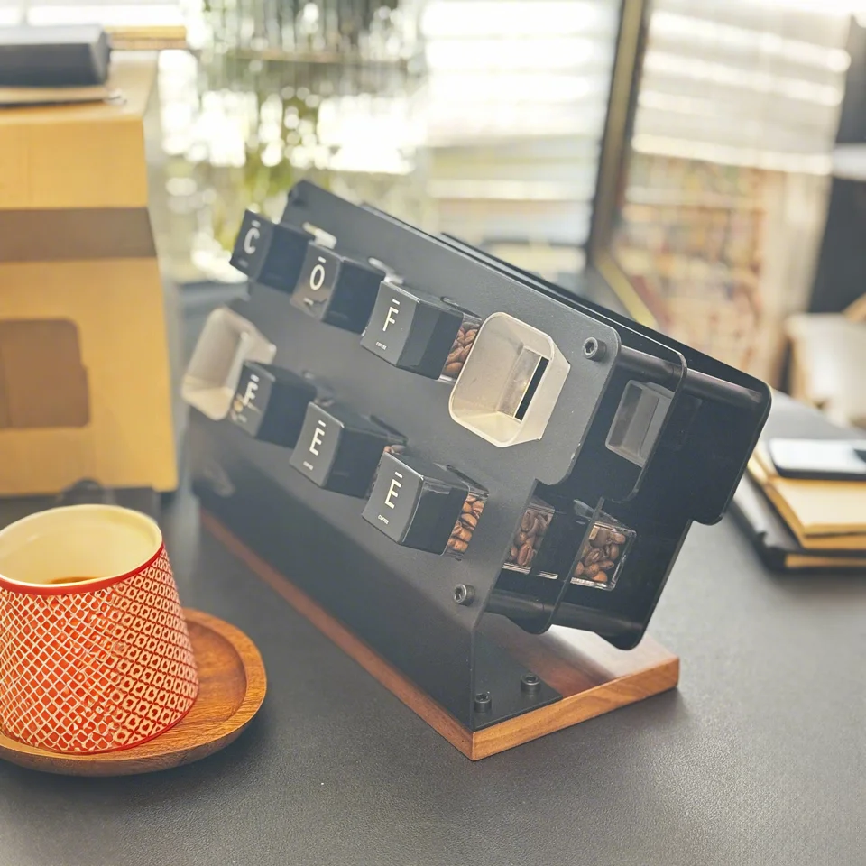 

IKAPE Coffee Bean Cellar Single Dose Tubes With Stand Espresso Bean Storage Set With Hopper 6 Tubes One-Way Exhaust Valve 18-20g