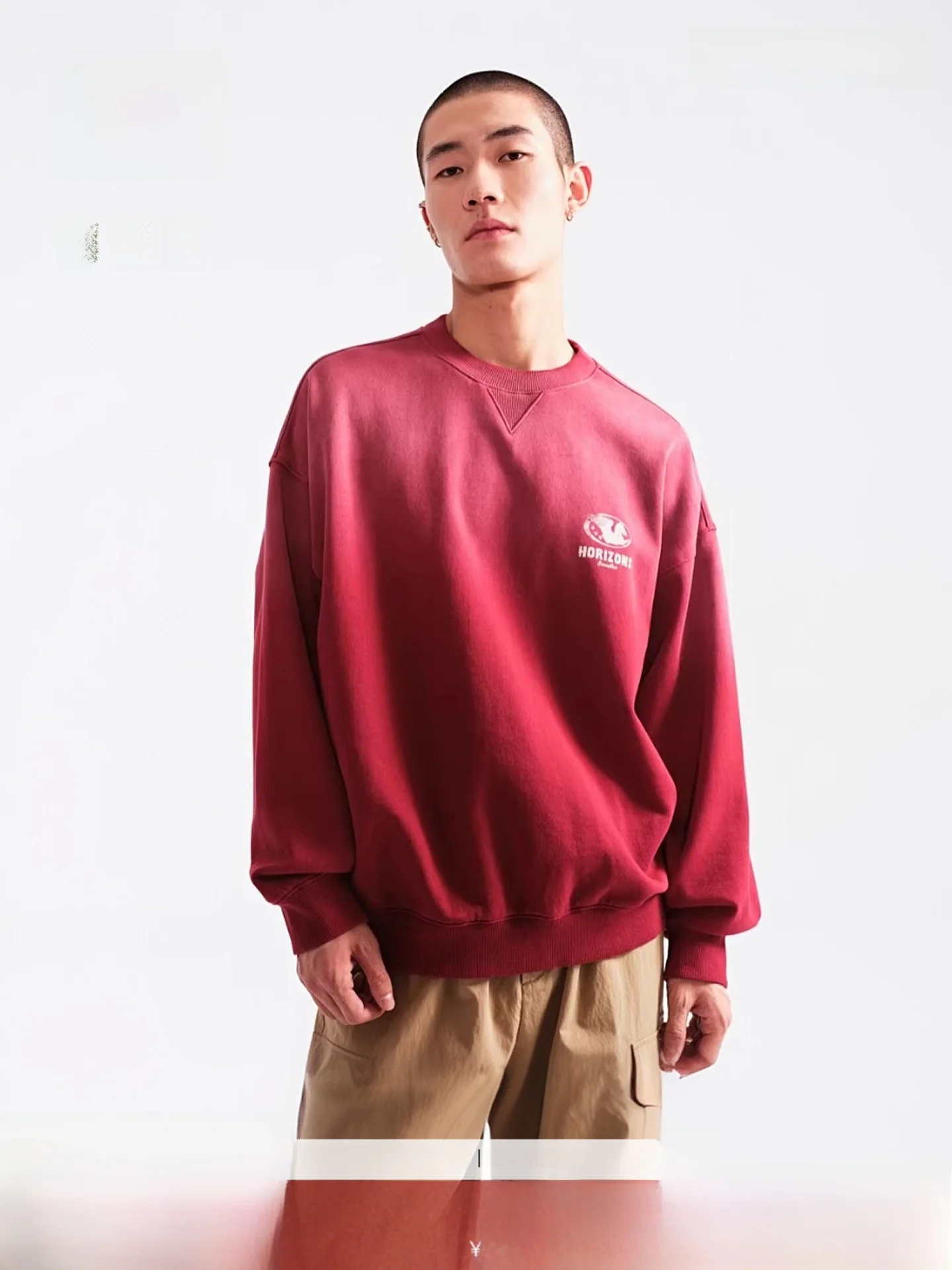 

Красный свитшот свободного кроя с круглым вырезом для женщин, повседневная одежда H&M, новогодняя серия 307980, хлопковая футболка