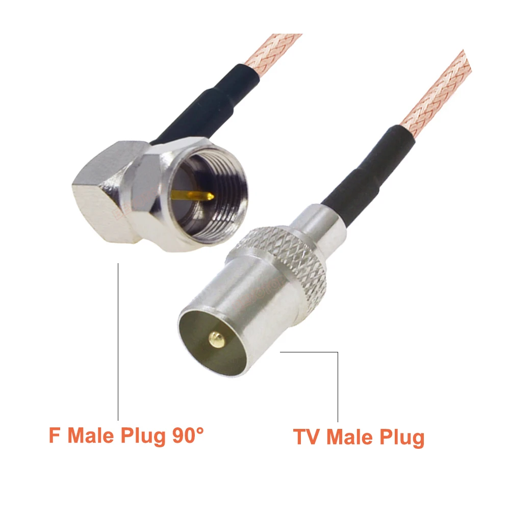 BEVOTOP F-Stecker auf TV-Stecker, gerader/rechter Winkel-Stecker, RG179, HF-Koaxialkabel, 75 Ohm, Verlängerungskabel, Pigtail-Jumper
