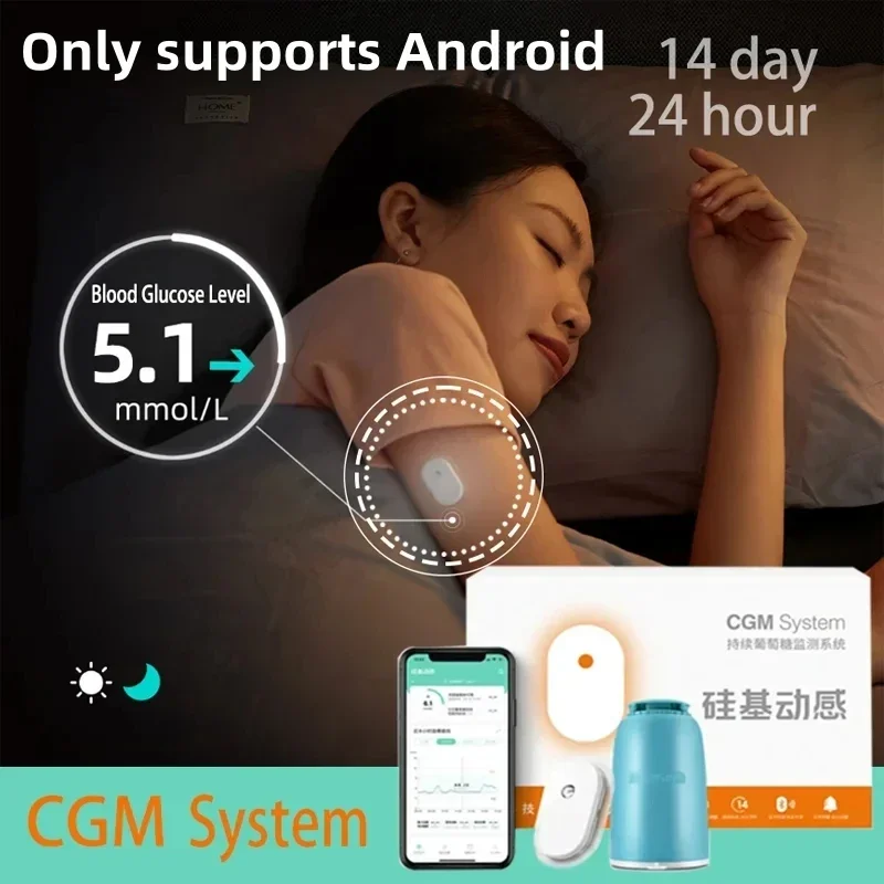 

Bluetooth Transmission CGMS Real-time Blood Glucose Monitoring Sibionics Scan-free Multilingual System Remote Data Share