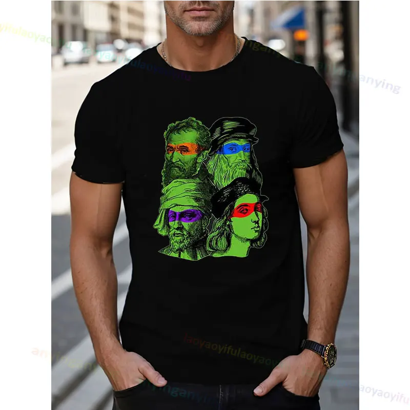 Funny Renaissance Ninja Painters Premium Pure Cotton T-Shirt Men’s Short Sleeve Printing Graphic Tee Casual Wear Streetwear