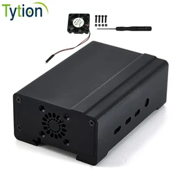 Raspberry Pi 4B 3B DIN Rail Aluminum Metal Case Shell Box with Cooling Fan and Heatsinks