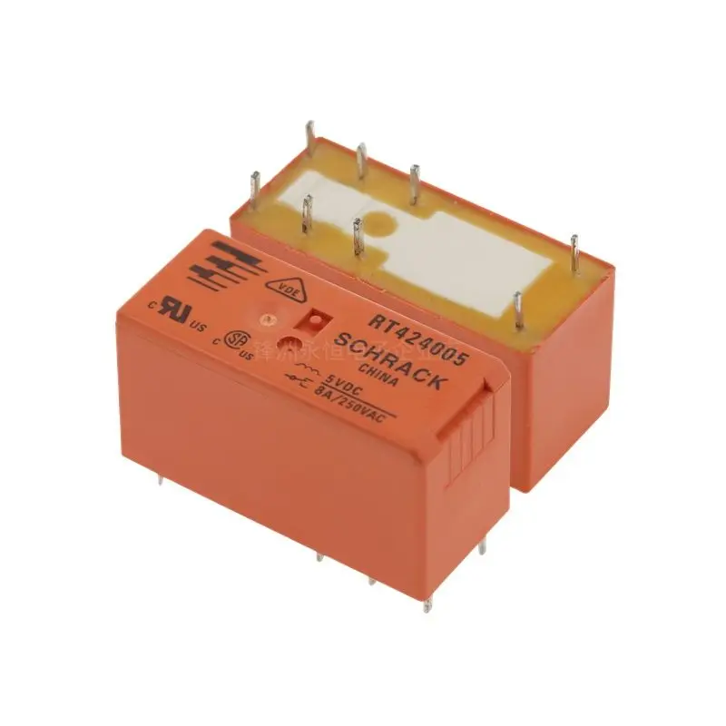 New Power Relay RT424005 RT424012 RT424024 5V 12V 24VDC 8A DPDT Non-Latching DIP-8 Electronic Components