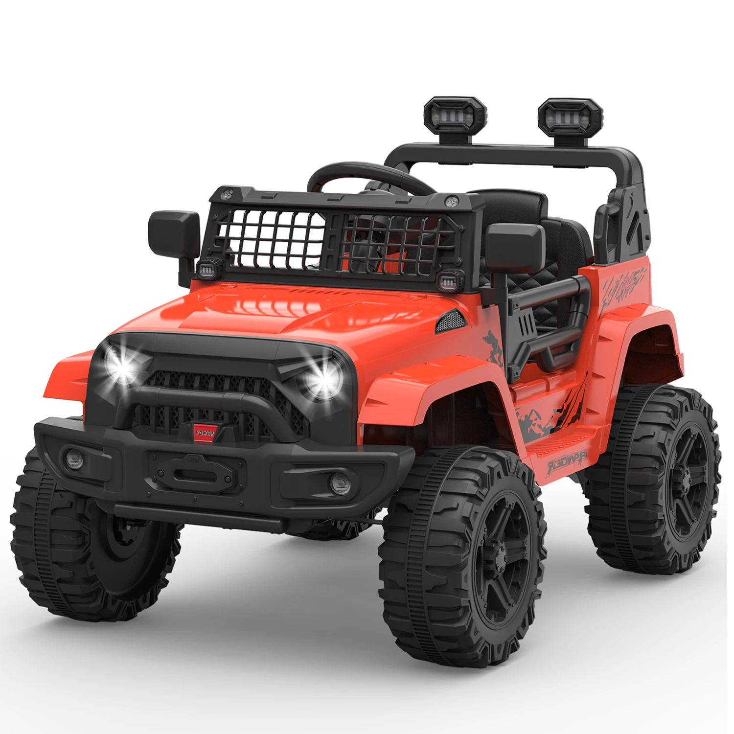 12V Elektrische Kinderauto met Vering, LED Verlichting, Draadloze Verbinding, 2 Snelheden & Afstandsbediening Kindervoertuig voor 3-8 jaar