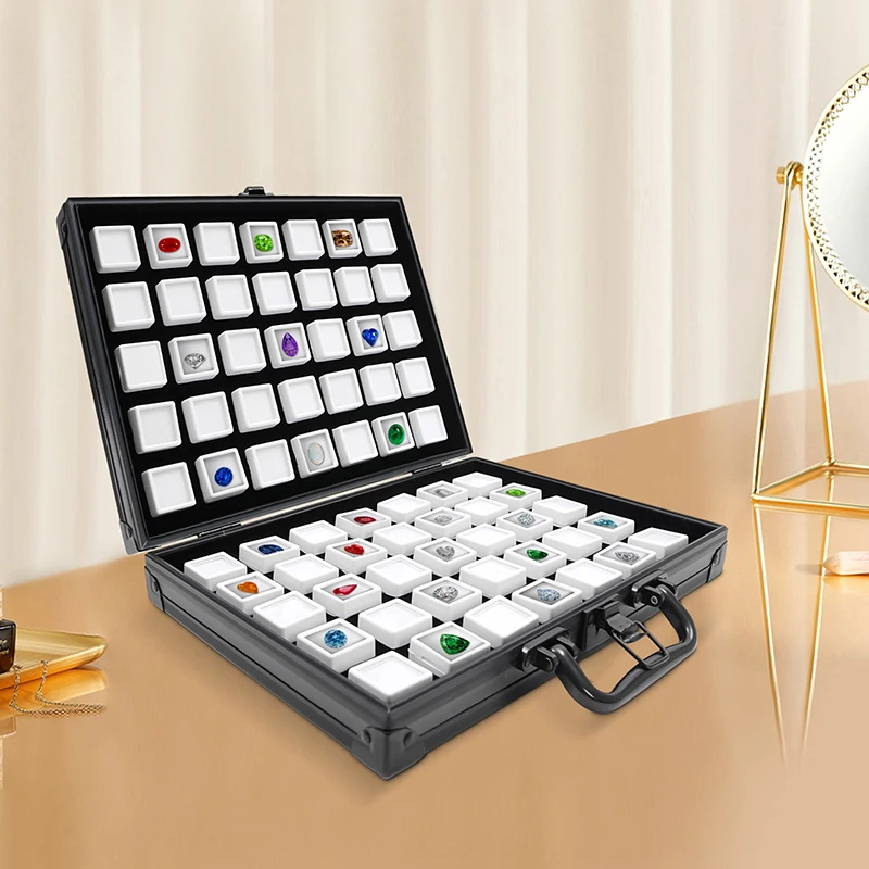 

Gemstone Box Display Case Metal Luxury Gem Jars Holder Organiser Transparent Acrylic Collection Diamond Storage Box Exhibitor