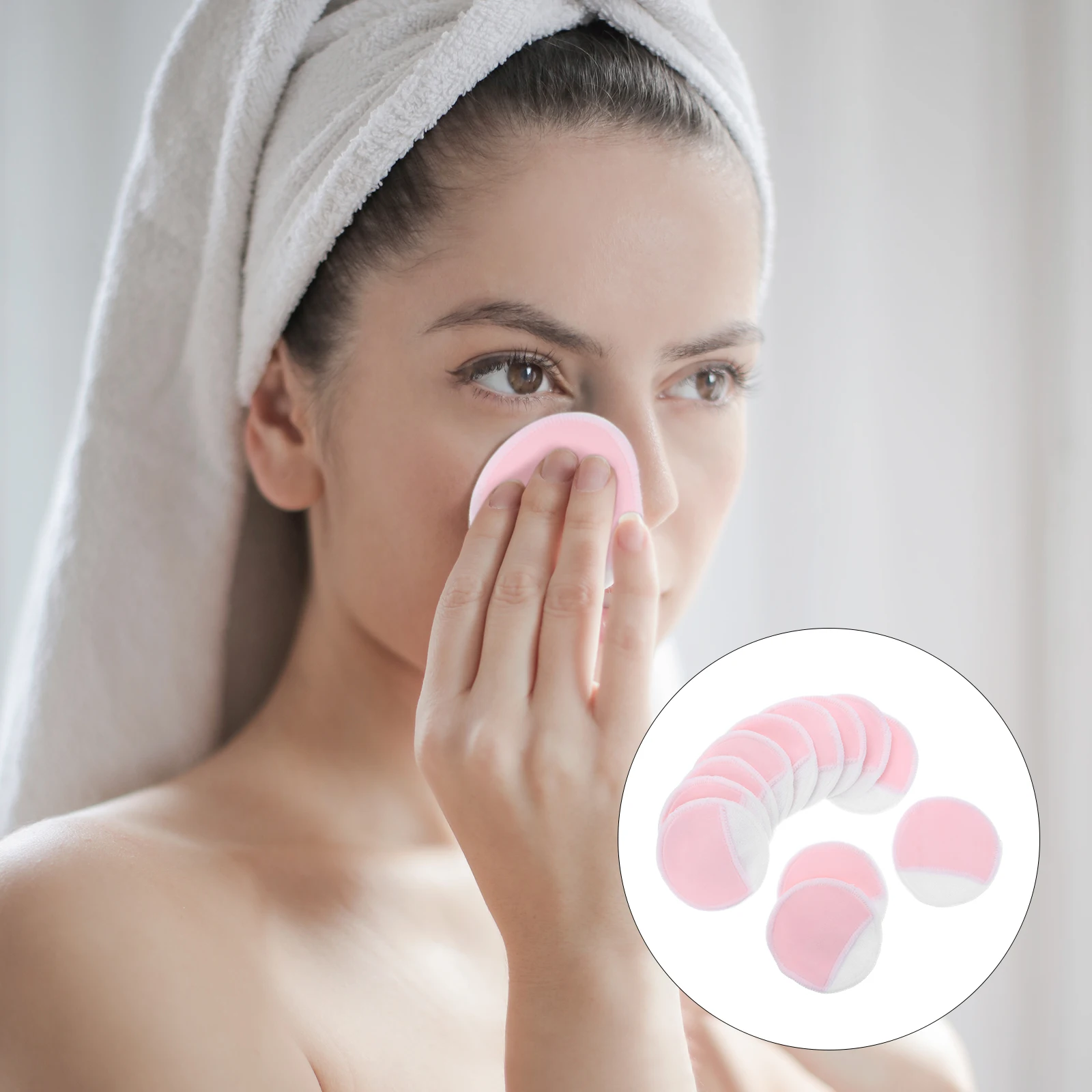 12Pcs Makeup Remover Pads Washable Bamboo Fiber Reusable Face Cleaning Puff Bamboo Fiber Pad Makeup Remover Pad