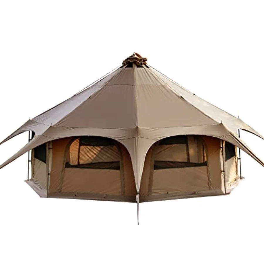 

TOMOUNT Canvas Tent Bell Tent 16.4ft9.2ft with Stove Jack for Glamping Family Camping Zipped Removable Floor