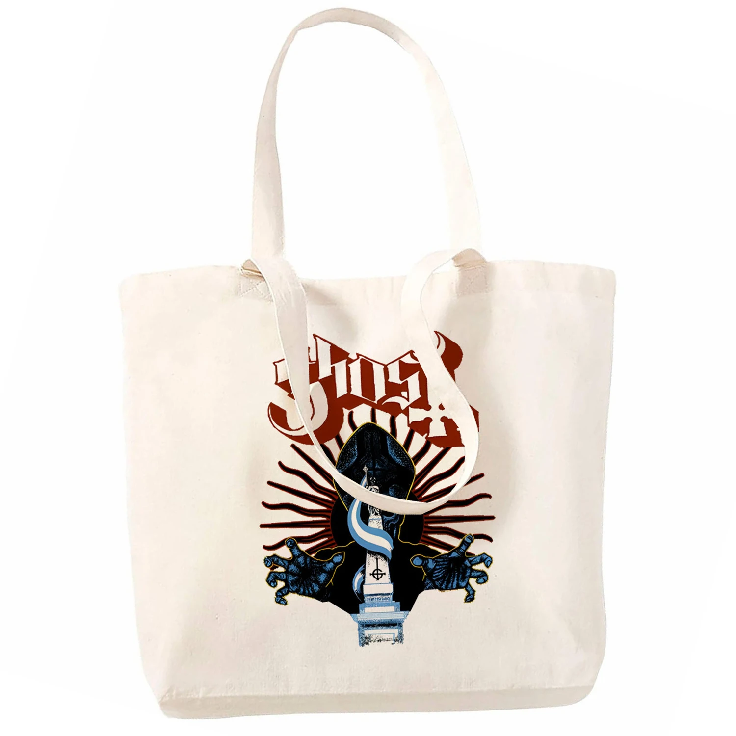 Ghost Band Heavy Metal Music Band Prevalent Shopping Bag Print Original Design White Unisex Fashion Travel Canvas Bags