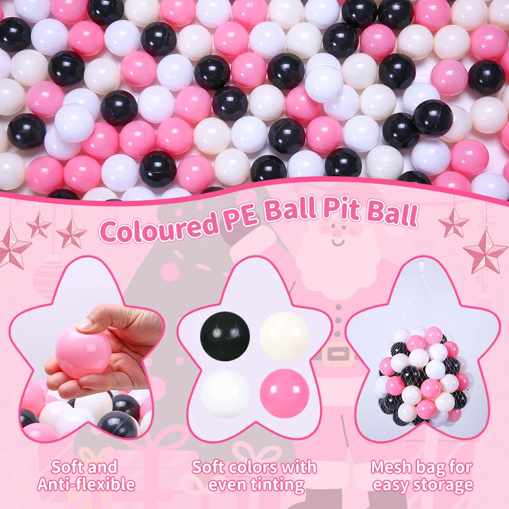 100個入り BPAフリー 無毒 プラスチック製ボールピットボール 丸型 4色展開 子供用ボールピットおもちゃ クリスマスパーティーデコレーション