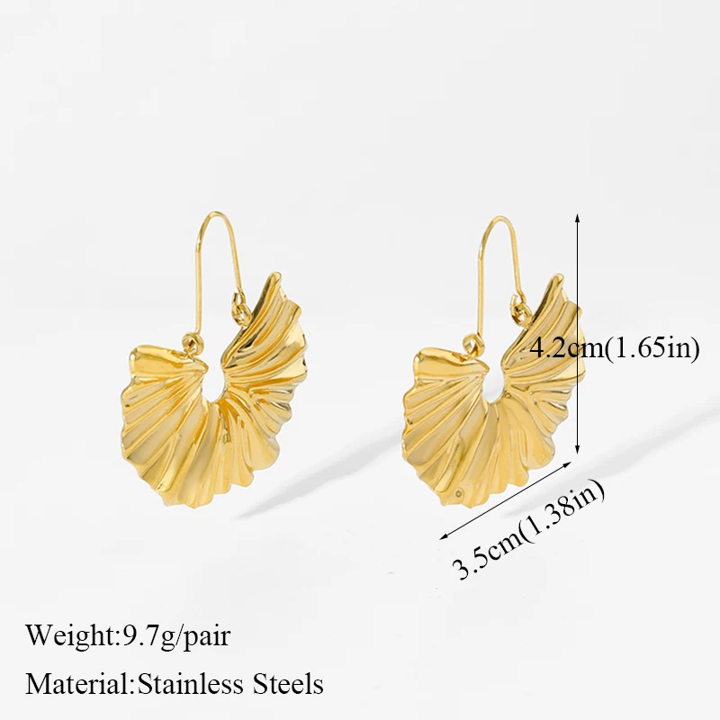 GANPUP 316L Edelstahl Metall Blumen Blätter Tropfen Ohrringe Für Frauen 18K Gold Überzogene Tägliche Wasserdichte Schmuck Zubehör – Detail 11
