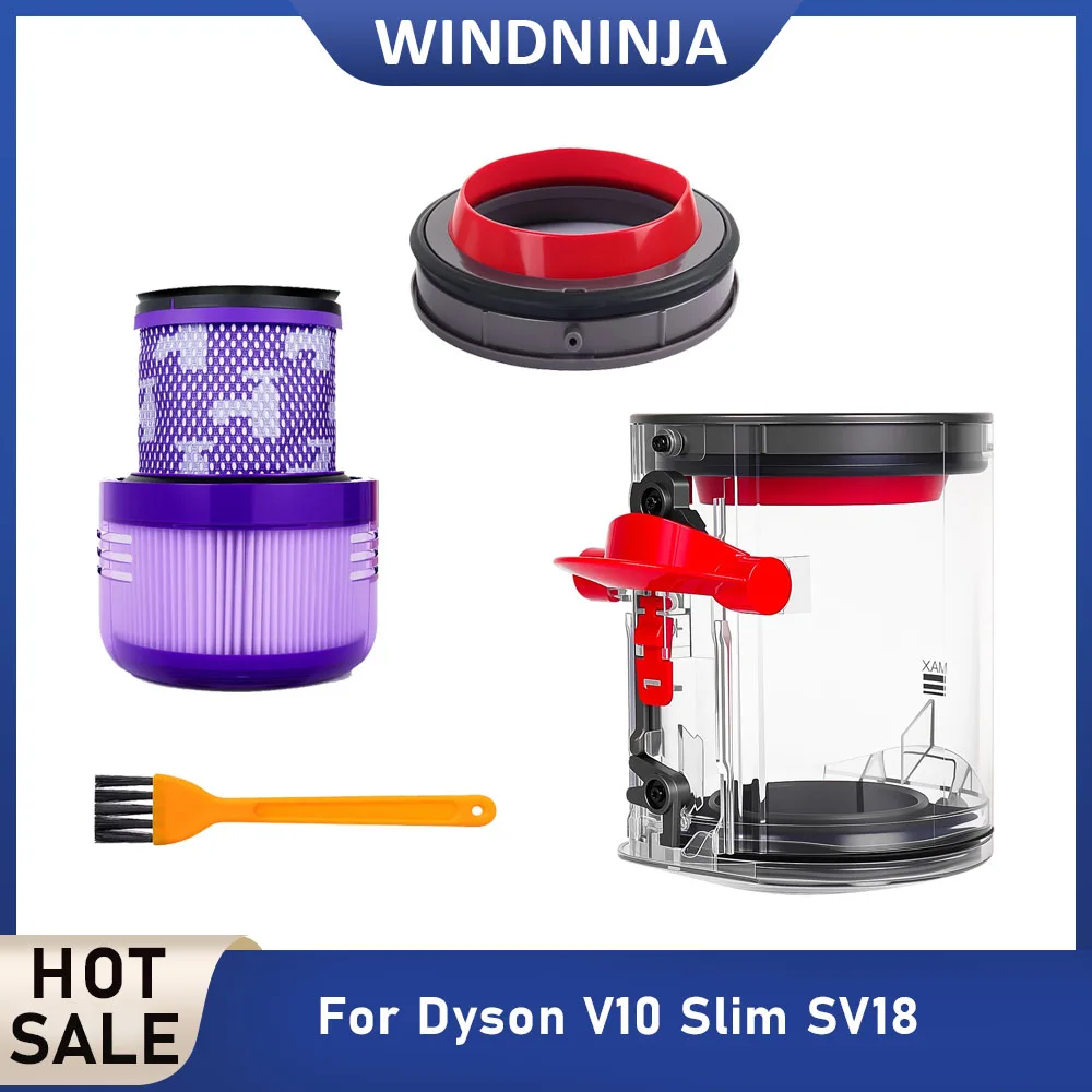 Für Dyson V10 Slim SV18 Staubsauger: Verbesserter Staubbehälter, HEPA-Filter, Zubehör, Staubbehälterdeckel, Fixierungsstück, Staubbehälter-Ersatzteil