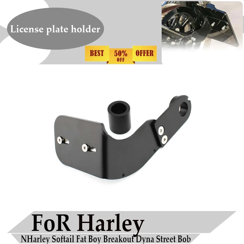 

For Harley Softail Fat Boy Breakout Dyna Street Bob 2018-2023 Motorcycle Black Modified Side Mount License Plate Bracket Holder