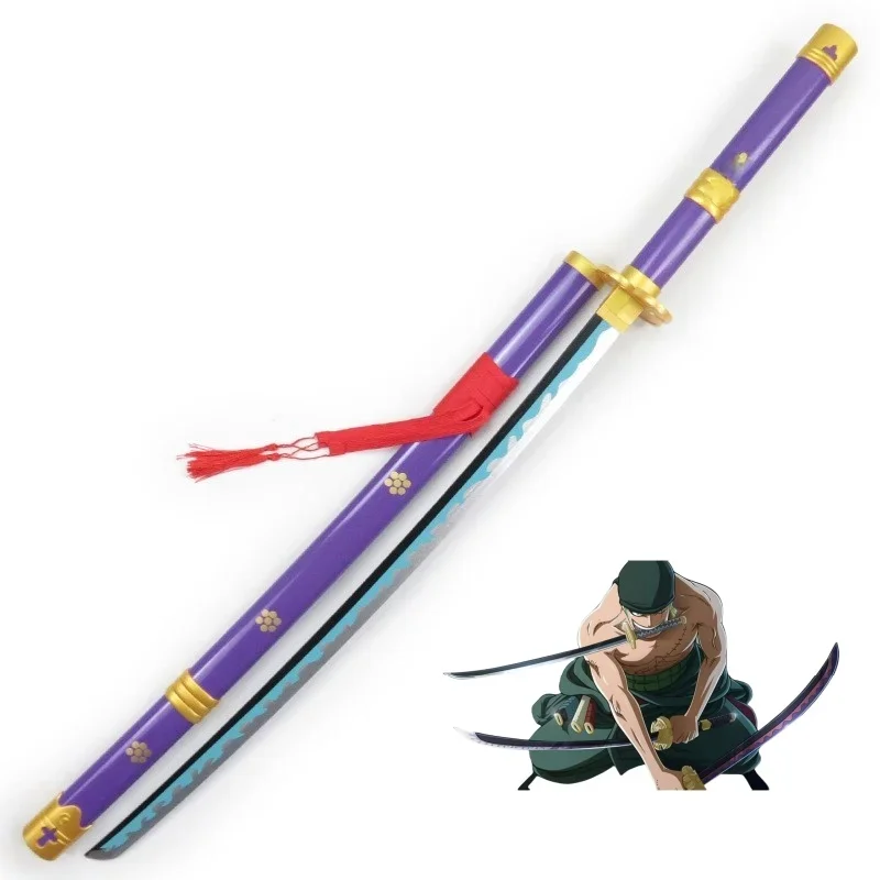 NONE 41in/104cm einteiliges Katana Anime Ninja Schwert Roronoa Zoro Cosplay Prop Messer Echte Größe Samurai Schwert Japonesa Katana Säbel Spielzeug 10
