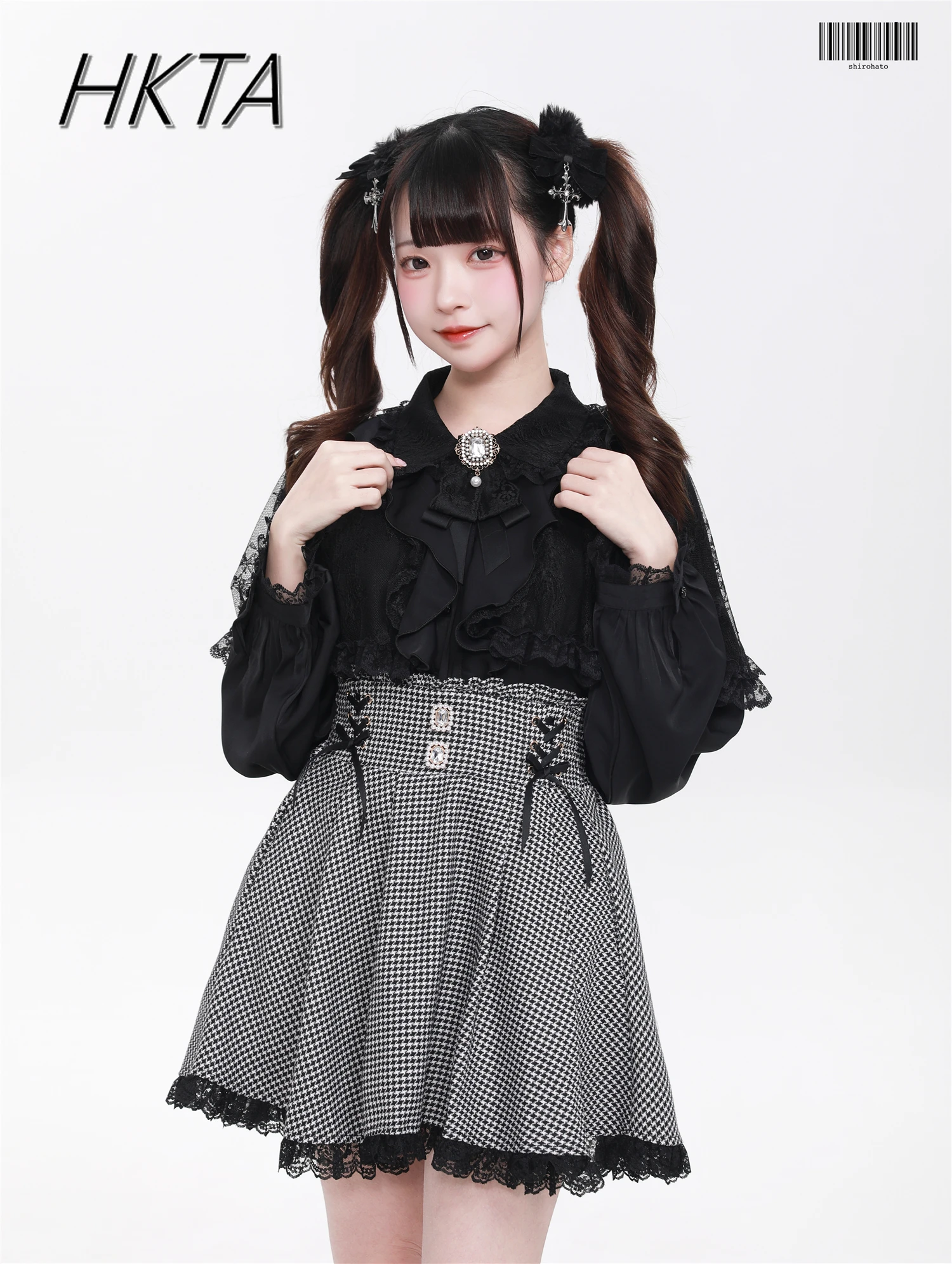 Japanese Detachable Lace Cape Shirt Women's Niche Mine Sweet Bow Long-sleeve Blouse Top Lolita Girl 2025 New Rojita Black Shirts