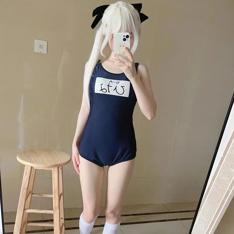 Nieuwe Japanse School Meisje Gym Pak Marineblauw Badpak Kawaii Zwemkleding Sexy Leuke Anime Kleding Jumpsuit Strand Zwembad Party Set
