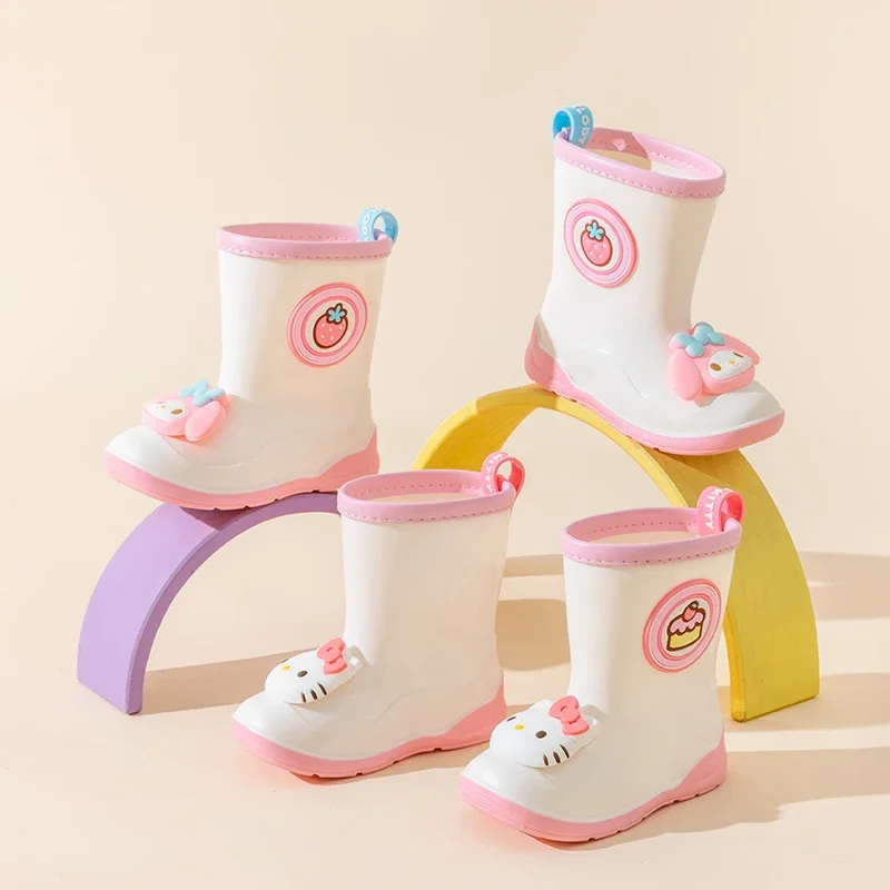 Child Rain Boots Sanrioed sanrio Girl Rain Boots Anime Cinnamoroll Kuromi Water Proof Anti-Slip Kawaii Rain Glue Boots