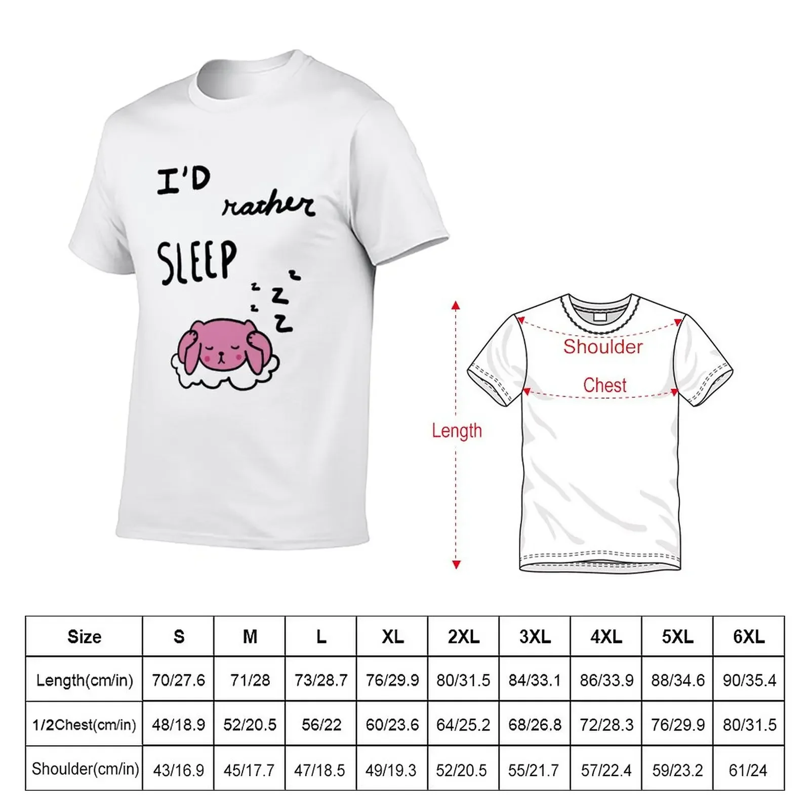 I'd Rather Sleep bunny T-Shirt for a boy oversizeds mens cotton t shirts