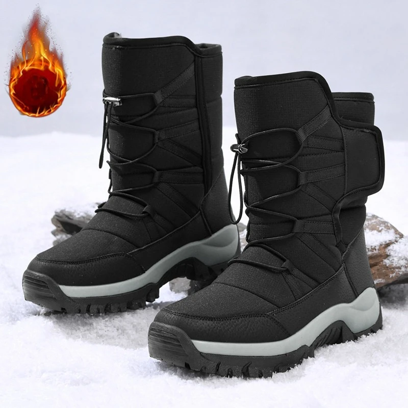 

Men's Winter Shoes Waterproof Men's Boots Warm Plush Couple Snow Boots Outdoor Non-slip Hiking Men Work Ankle
