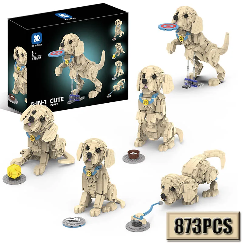 

MOC 873PCS Bula Dog Building Blocks 5 in 1 Animal Series pet dog Creative Model Home Decoration Puzzle Toy Gifts