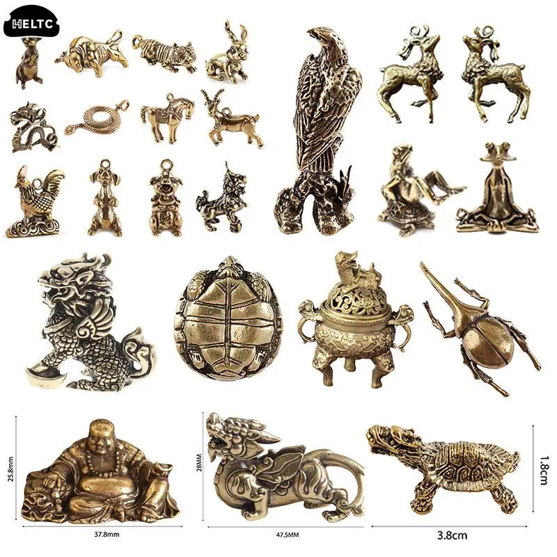 Retro 3D Mini Lion Frog Brass Animal  Censer Turtle Animal Tea Pet Retro Animal Sculpture Desktop Ornament Home Decoration Craft