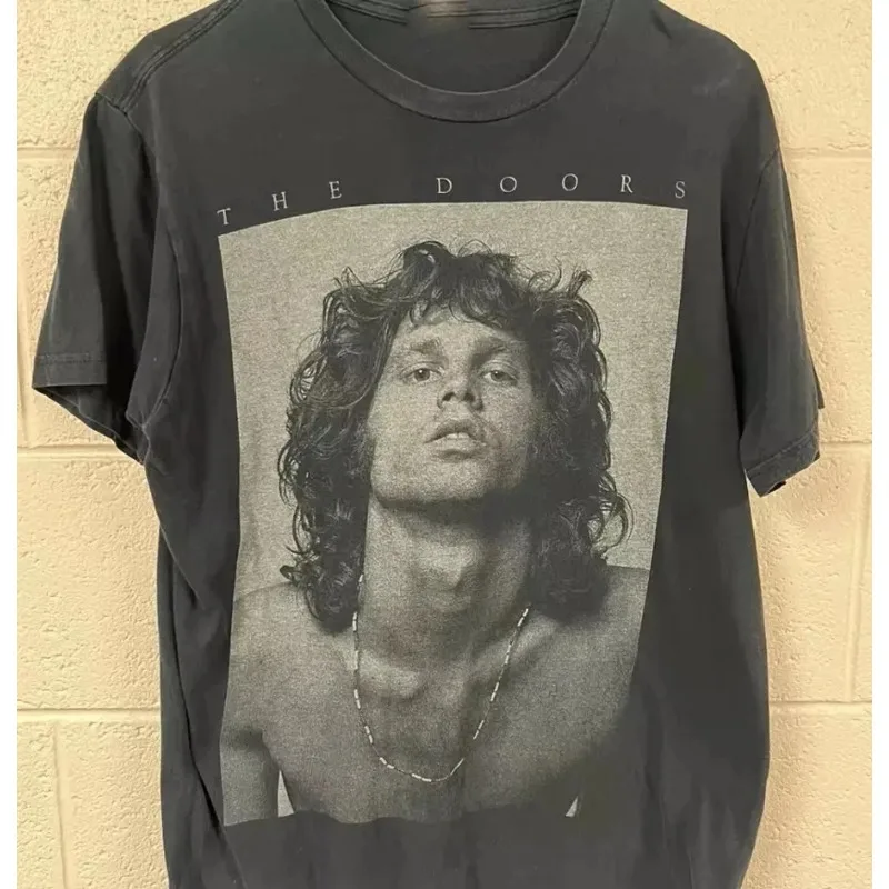 Classic style black unisex shirt by Jim Morrison The Doors rock band