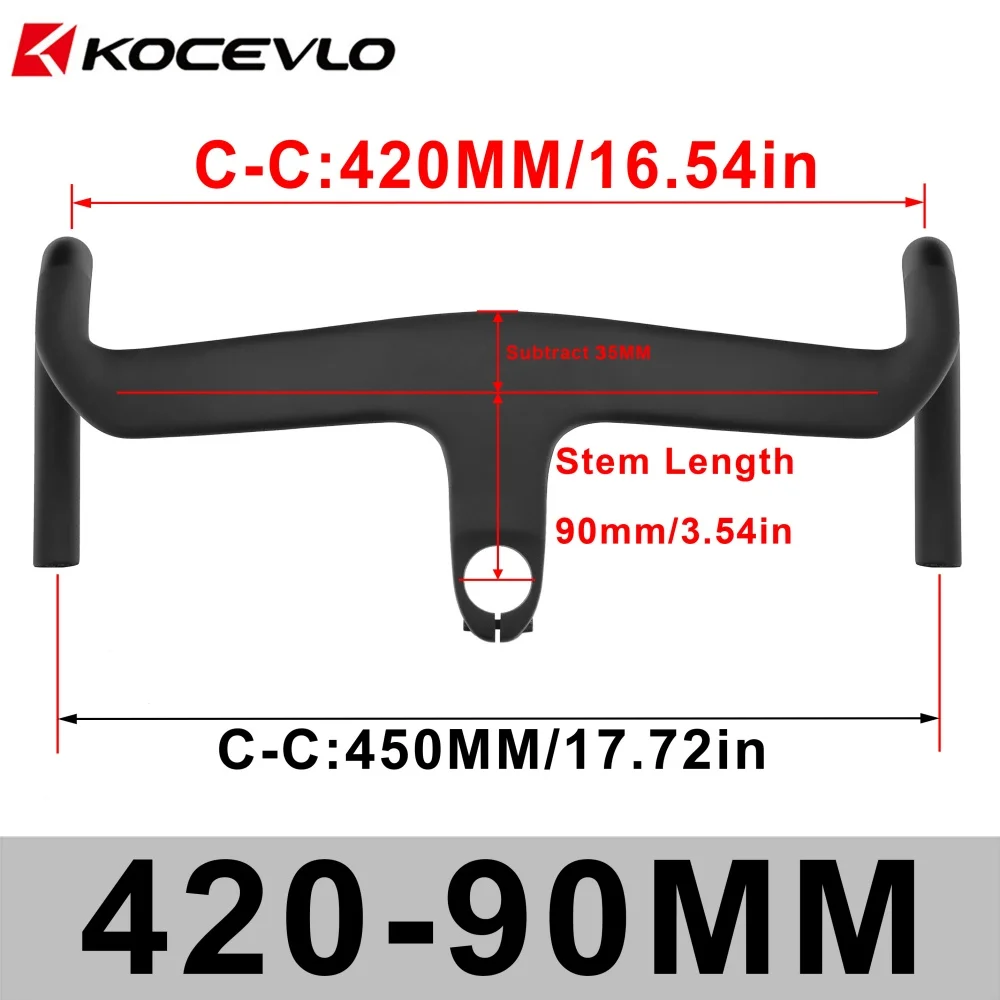 KOCEVLO Road AERO Carbon Integrierter Lenker für 28,6-mm-Gabel mit Abstandshaltern Radfahren Interne Kabel Road Barstem