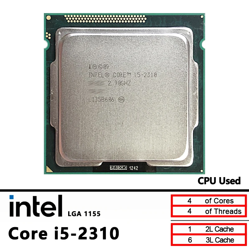 

Intel Core I5-2310 I5 2310 Б/у четырехъядерный процессор LGA 1155, частота кэш-памяти 2,9 ГГц, 6 МБ