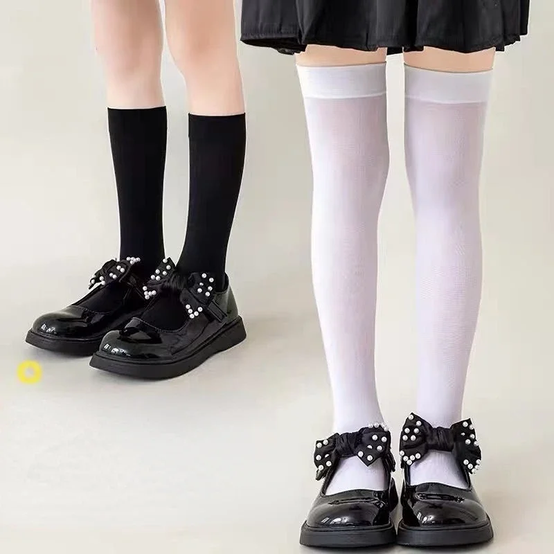 White Stockings Thigh Sweet Girl White Stockings Over Knee Winter Warm Lolita High Girl Kawaii Pantyhose Long Knee Sock