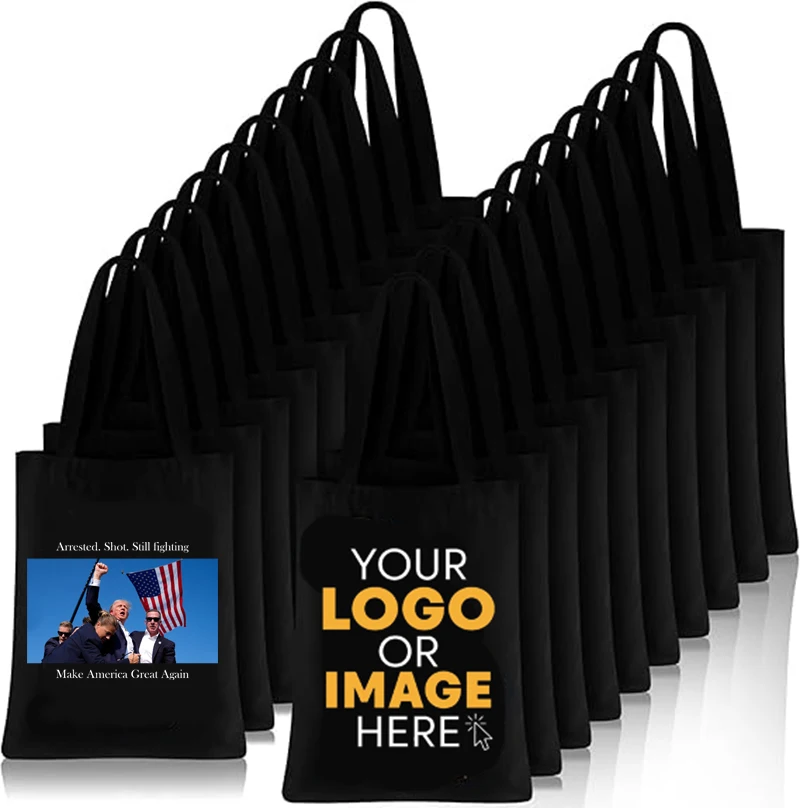 2024 Trump Rally Shooter Personalized Tote Bag Take America Back 10pcs Custom Image Text Canvas Bag Support Trump Handbags