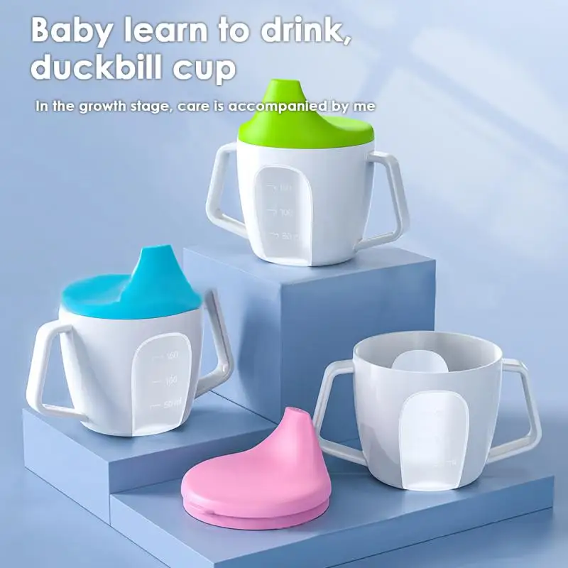 New Baby Learning Drinking Cup Handle Duckbill Cup Leakproof Infants Water Cups Bottle With Lid Baby Feeding Tableware