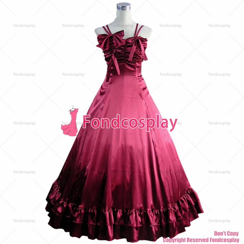 fondcosplay Gothic Lolita Punk Medieval Gown Red Ball Long satin Dress Evening Black skirt cosplay costume CD/TV[CK1445]