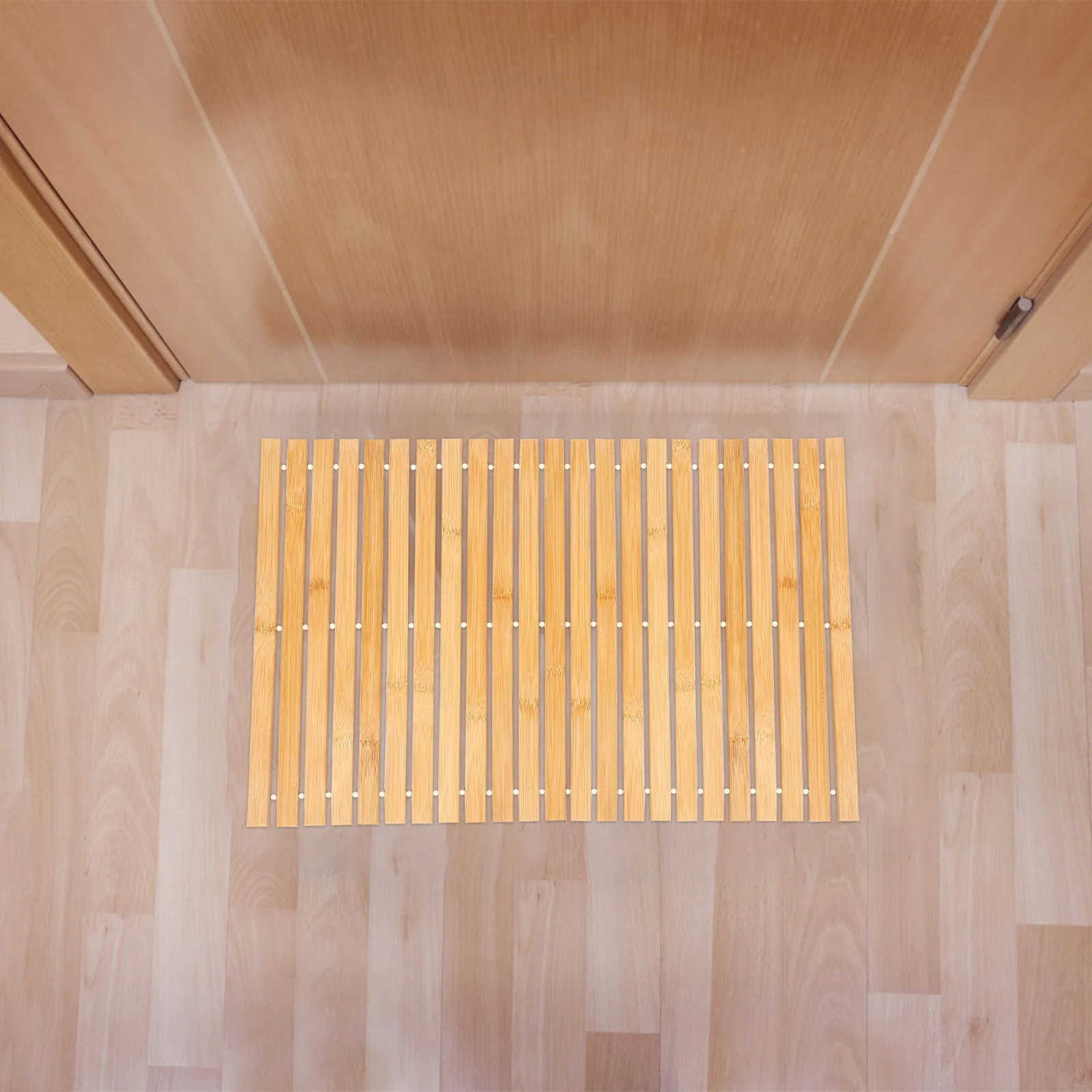 

Non-Slip Bamboo Floor Mat Foldable Shower Mat for Sauna and Bathrooms Versatile Aesthetic Appeal Easy to Clean