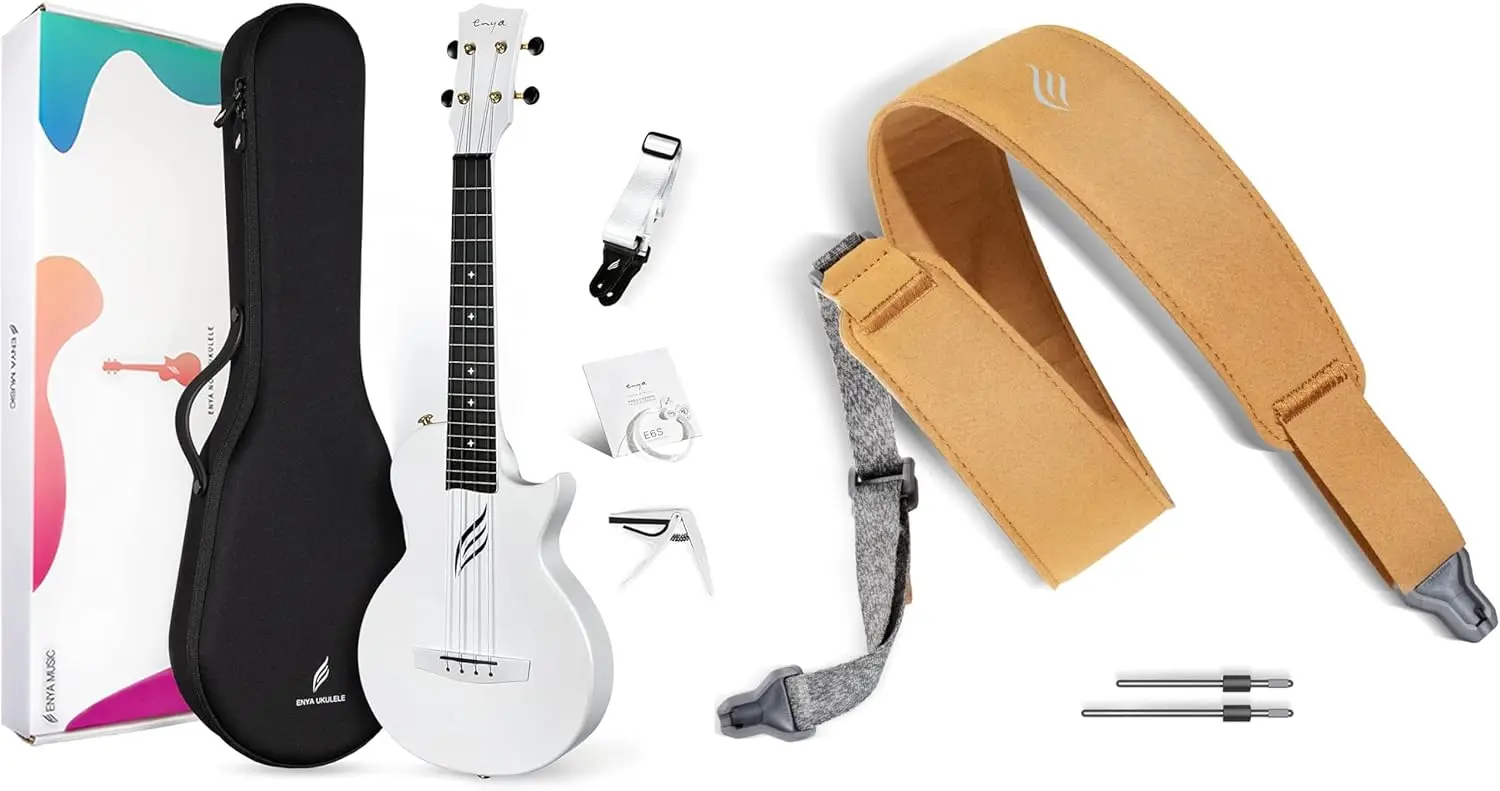 26 Inch Carbon Fiber Acoustic-Plus Cutaway Travel Ukulele for Beginners with Bundle Kit and Magnetic Strap