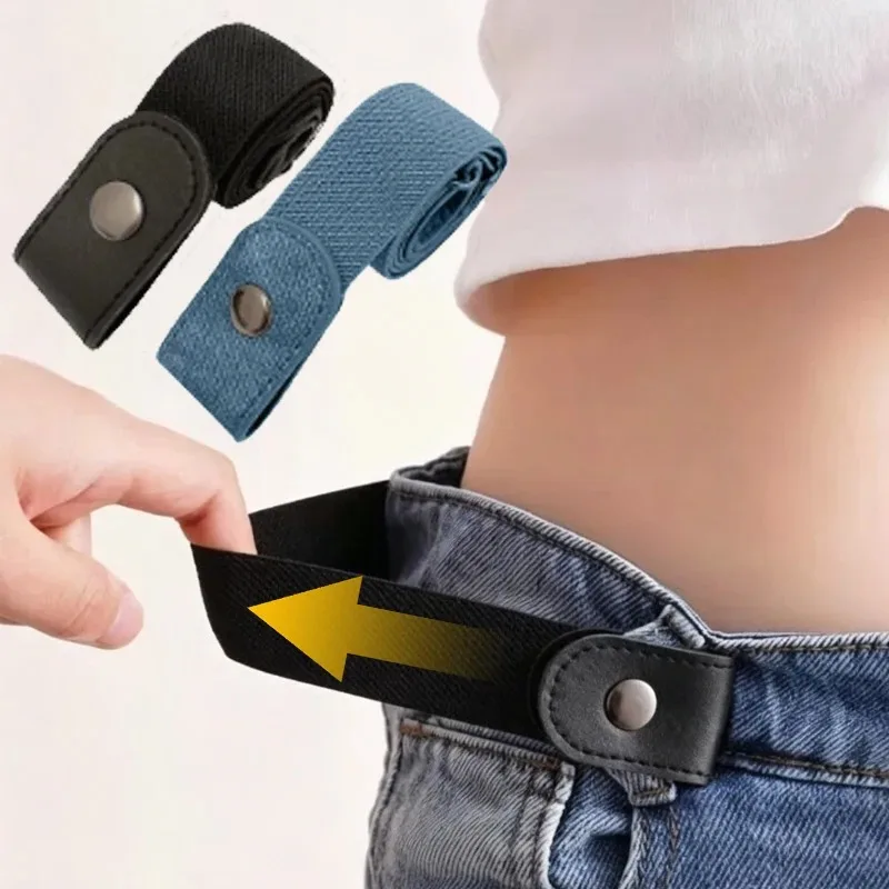 Elastic Belt Tightener Invisible Waist Adjuster No Buckle Stretch Waistband for Jeans Trousers Casual Pant Comfortable Snap Belt