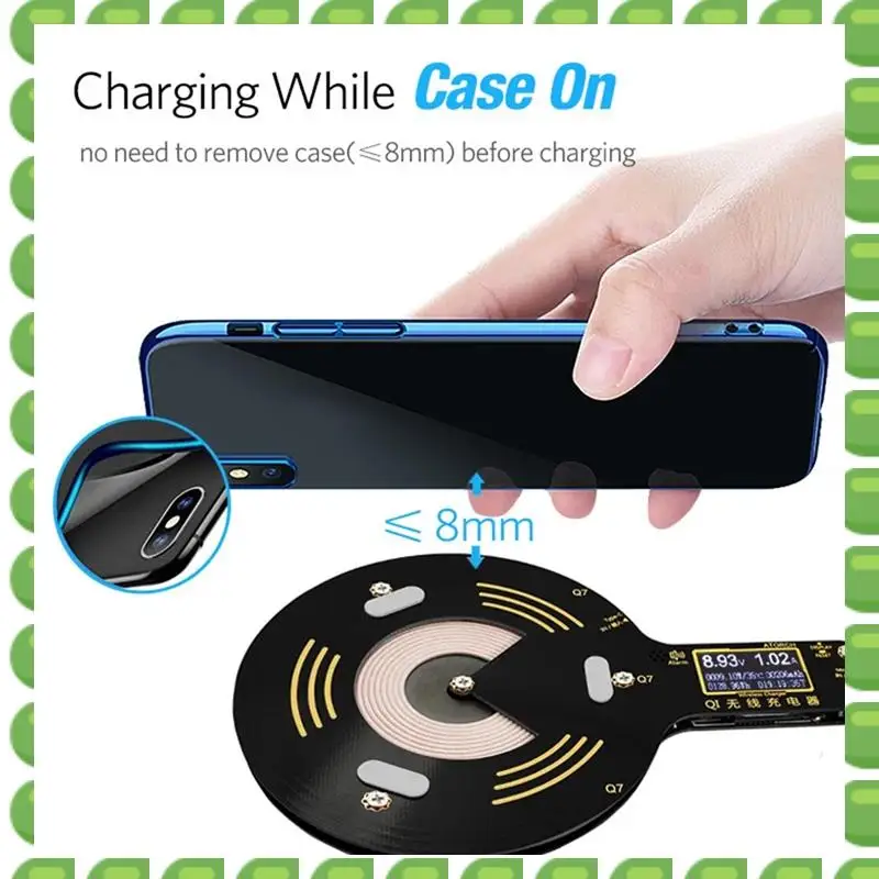 

A04V Qi Беспроводное зарядное устройство 10 Вт Беспроводное зарядное устройство для быстрой зарядки USB Быстрое зарядное устройство ЖК-тестер