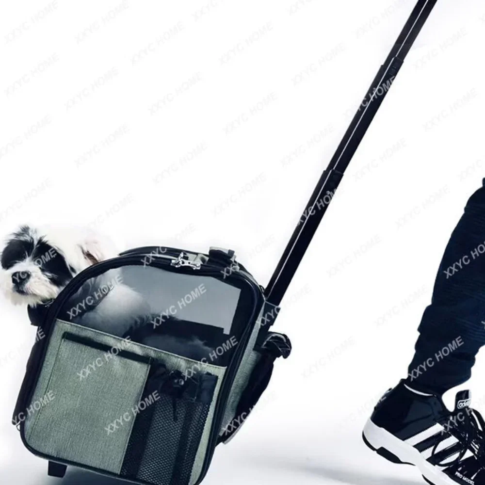 Pet Trolley Bag Backpack Dogs and Cats Portable Four-Wheel Portable Cat Bag Dog Bag Small Dog