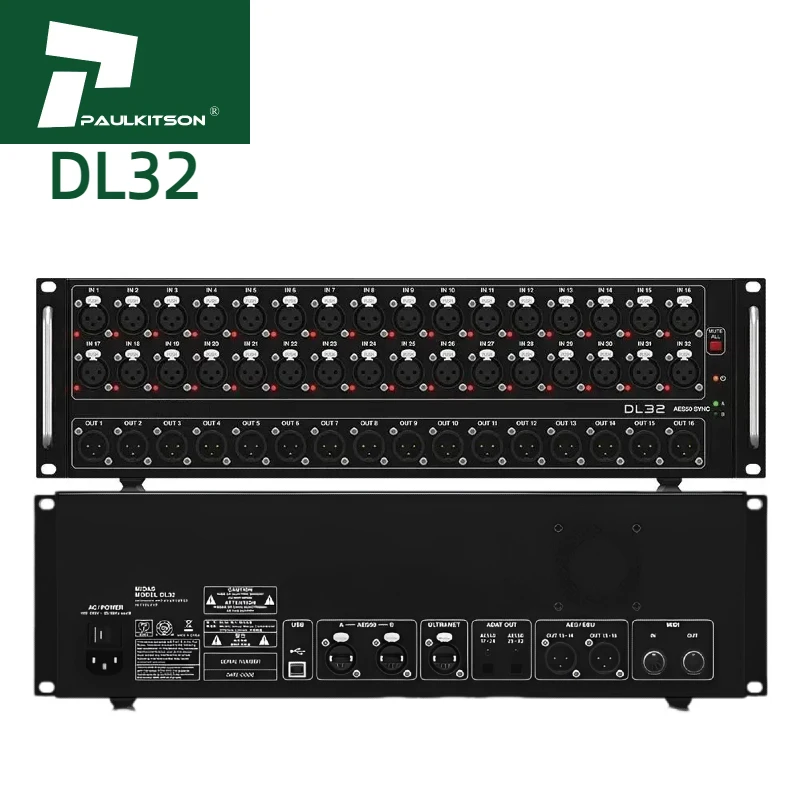 DL32 Stagebox with 32 Inputs 16 Outputs Pa System for Stage Music Sound Equipment Use with M32 Live Digital Mixer